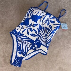 Shade & Shore Blue and White Floral One Piece